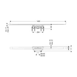 Kessel Duschrinne Linearis Infinity 90 Länge 1400mm DN 50, Edelstahl gebürstet... KESSEL-45200.14 4026092093887 (Abb. 1)