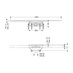 Kessel Duschrinne Linearis Infinity 90 Länge 1000mm DN 50, Schwarz gebürstet... KESSEL-45202.10 4026092094259 (Abb. 1)