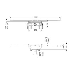 Kessel Duschrinne Linearis Infinity 90 Länge 1000mm DN 50, Kupfer gebürstet... KESSEL-45203.10 4026092094402 (Abb. 1)