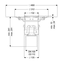 Kessel Boden-/Deckenablauf Practicus DN 100 Variofix Designrost, senkrecht... KESSEL-45210.53 4026092033852 (Abb. 1)