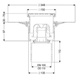Kessel Practicus Bodenablauf Klebeflansch DN 100, Schlitzrost, Auslauf senkrecht... KESSEL-45218.11 4026092033180 (Abb. 1)