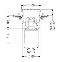 Kessel Bodenablauf Practicus Pressflansch DN 100 Schlitzrost, senkrecht... KESSEL-45219.11 4026092033098 (Abb. 1)