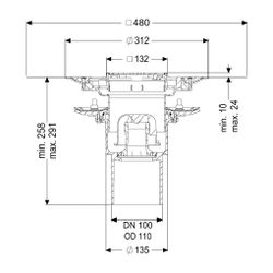 Kessel Bodenablauf Practicus Pressflansch DN 100 Variofix Designrost, senkrecht... KESSEL-45219.53 4026092052488 (Abb. 1)