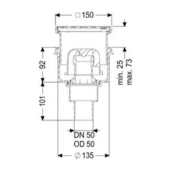 Kessel Boden-/Deckenablauf Practicus DN 50 Schlitzrost verschraubt, senkrecht... KESSEL-45250.11 4026092033760 (Abb. 1)