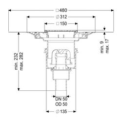 Kessel Boden-/Deckenablauf Practicus DN 50 Variofix Schlitzrost, senkrecht... KESSEL-45250.51 4026092033913 (Abb. 1)