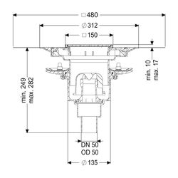 Kessel Bodenablauf Practicus Pressflansch DN 50 Variofix Schlitzrost, senkrecht... KESSEL-45259.51 4026092034125 (Abb. 1)