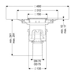 Kessel Boden-/Deckenablauf Practicus DN 70 Variofix Schlitzrost, senkrecht... KESSEL-45270.51 4026092033203 (Abb. 1)