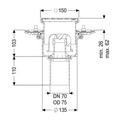 Kessel Bodenablauf Practicus Pressflansch DN 70 Schlitzrost, senkrecht... KESSEL-45279.11 4026092033043 (Abb. 1)