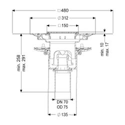 Kessel Bodenablauf Practicus Pressflansch DN 70 Variofix Schlitzrost, senkrecht... KESSEL-45279.51 4026092033067 (Abb. 1)