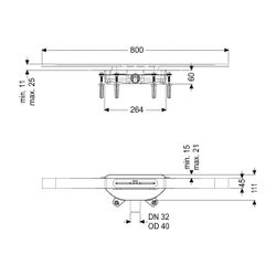 Kessel Duschrinne Linearis Infinity 60 Länge 800mm DN 40 Megastop, Edelstahl gebürstet... KESSEL-45300.08 4026092093900 (Abb. 1)