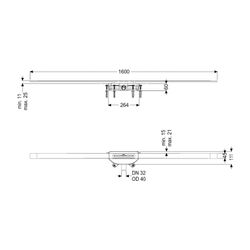 Kessel Linearis Infinity 60 Duschrinne L 1600mm, DN 40, Edelstahl gebürstet, Megastop... KESSEL-45300.16 4026092093962 (Abb. 1)