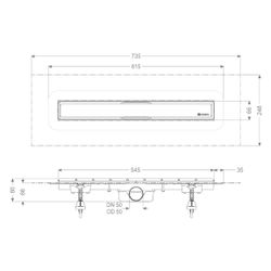 Kessel Linearis Duschrinne Compact DN 50 WaD, V2A, Länge 550mm... KESSEL-45600.61M 4026092078891 (Abb. 1)