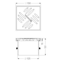 Kessel Aufsatzstück System 125, 150x150mm, Ecoguss, Schwarz... KESSEL-48194 4026092111024 (Abb. 1)