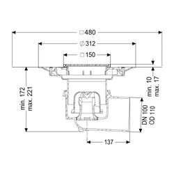 Kessel Boden-/Deckenablauf Ecoguss DN 100 Variofix Schlitzrost, seitlich... KESSEL-48311.51 4026092034255 (Abb. 1)