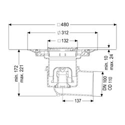 Kessel Boden-/Deckenablauf Ecoguss DN 100 Variofix Designrost, seitlich... KESSEL-48311.53 4026092053928 (Abb. 1)