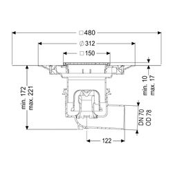 Kessel Boden-/Deckenablauf Ecoguss DN 70 Variofix Schlitzrost, seitlich... KESSEL-48378.51 4026092034293 (Abb. 1)