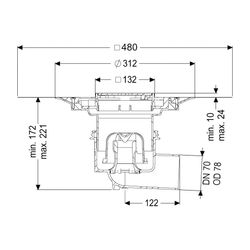 Kessel Boden-/Deckenablauf Ecoguss DN 70 Variofix Designrost, seitlich... KESSEL-48378.53 4026092052907 (Abb. 1)