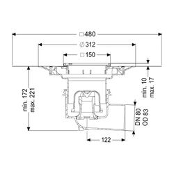 Kessel Boden-/Deckenablauf Ecoguss DN 80 Variofix Schlitzrost, seitlich... KESSEL-48383.51 4026092034316 (Abb. 1)