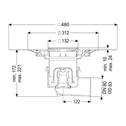 Kessel Boden-/Deckenablauf Ecoguss DN 80 Variofix Designrost, seitlich... KESSEL-48383.53 4026092052921 (Abb. 1)