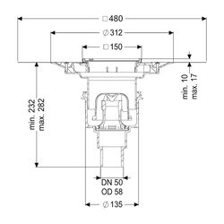 Kessel Boden-/Deckenablauf Ecoguss DN 50 Variofix Schlitzrost, senkrecht... KESSEL-48458.51 4026092034354 (Abb. 1)