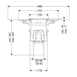 Kessel Boden-/Deckenablauf Ecoguss DN 80 Variofix Schlitzrost, senkrecht... KESSEL-48483.51 4026092034392 (Abb. 1)