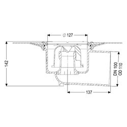 Kessel Ecoguss Grundkörper Klebeflansch DN 100, Auslauf seitlich... KESSEL-48511 4026092032589 (Abb. 1)