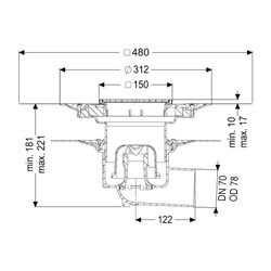 Kessel Bodenablauf Ecoguss Klebeflansch DN 70 Variofix Schlitzrost, seitlich... KESSEL-48578.51 4026092032787 (Abb. 1)