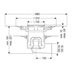 Kessel Bodenablauf Ecoguss Klebeflansch DN 70 Variofix Designrost, seitlich... KESSEL-48578.53 4026092054277 (Abb. 1)