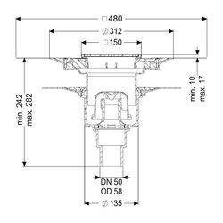 Kessel Bodenablauf Ecoguss Klebeflansch DN 50 Variofix Schlitzrost, senkrecht... KESSEL-48658.51 4026092054208 (Abb. 1)