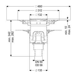 Kessel Bodenablauf Ecoguss Klebeflansch DN 50 Variofix Designrost, senkrecht... KESSEL-48658.53 4026092054246 (Abb. 1)