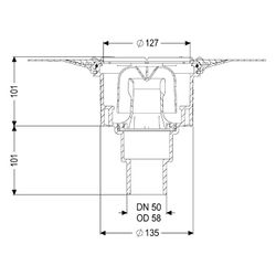 Kessel Grundkörper Ecoguss Klebeflansch DN 50, Auslauf senkrecht... KESSEL-48658 4026092033333 (Abb. 1)