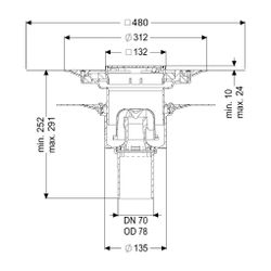 Kessel Bodenablauf Ecoguss Klebeflansch DN 70 Variofix Designrost, senkrecht... KESSEL-48678.53 4026092054260 (Abb. 1)