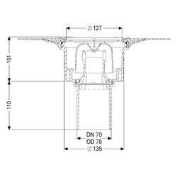 Kessel Ecoguss Grundkörper Klebeflansch DN 70, Auslauf senkrecht... KESSEL-48678 4026092032633 (Abb. 1)