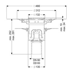 Kessel Bodenablauf Ecoguss Klebeflansch DN 80 Variofix Designrost, senkrecht... KESSEL-48683.53 4026092054284 (Abb. 1)