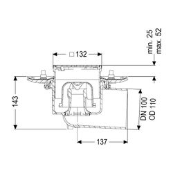 Kessel Bodenablauf Ecoguss Pressflansch DN 100 Designrost, seitlich... KESSEL-48711.63 4026092033470 (Abb. 1)