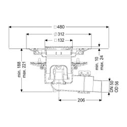 Kessel Bodenablauf Ecoguss Pressflansch DN 50 Variofix Designrost, seitlich... KESSEL-48758.53 4026092053270 (Abb. 1)