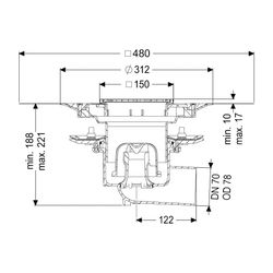 Kessel Bodenablauf Ecoguss Pressflansch DN 70 Variofix Schlitzrost, seitlich... KESSEL-48778.51 4026092053225 (Abb. 1)