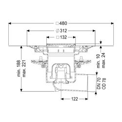 Kessel Bodenablauf Ecoguss Pressflansch DN 70 Variofix Designrost, seitlich... KESSEL-48778.53 4026092053287 (Abb. 1)