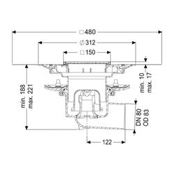 Kessel Bodenablauf Ecoguss Pressflansch DN 80 Variofix Schlitzrost, seitlich... KESSEL-48783.51 4026092053249 (Abb. 1)