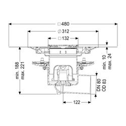 Kessel Bodenablauf Ecoguss Pressflansch DN 80 Variofix Designrost, seitlich... KESSEL-48783.53 4026092053294 (Abb. 1)