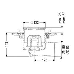 Kessel Bodenablauf Ecoguss Pressflansch DN 80 Designrost, seitlich... KESSEL-48783.63 4026092033463 (Abb. 1)