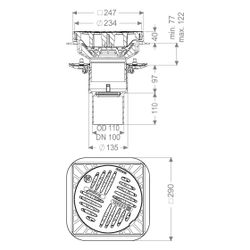 Kessel Ecoguss Parkdeckablauf DN 100 eckig, mit Pressdichtungsflansch... KESSEL-48811.01 4026092036099 (Abb. 1)