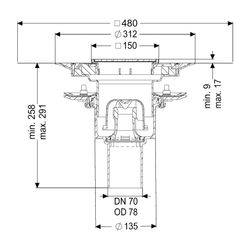 Kessel Bodenablauf Ecoguss Pressflansch DN 70 Variofix Schlitzrost, senkrecht... KESSEL-48878.51 4026092053218 (Abb. 1)