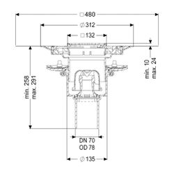 Kessel Bodenablauf Ecoguss Pressflansch DN 70 Variofix Designrost, senkrecht... KESSEL-48878.53 4026092034569 (Abb. 1)