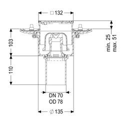 Kessel Bodenablauf Ecoguss Pressflansch DN 70 Designrost, senkrecht... KESSEL-48878.63 4026092053409 (Abb. 1)