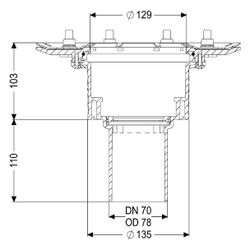Kessel Ecoguss Grundkörper Pressflansch DN 70, ohne Geruchsverschluss, Auslauf senkrecht... KESSEL-48879 4026092038208 (Abb. 1)