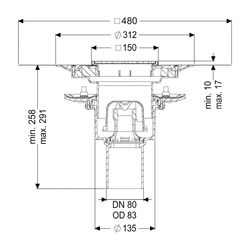 Kessel Bodenablauf Ecoguss Pressflansch DN 80 Variofix Schlitzrost, senkrecht... KESSEL-48883.51 4026092053232 (Abb. 1)