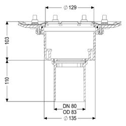 Kessel Ecoguss Grundkörper Pressflansch DN 80, ohne Geruchsverschluss, Auslauf senkrecht... KESSEL-48889 4026092038215 (Abb. 1)
