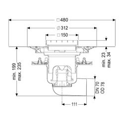 Kessel Bodenablauf Ferrofix Pressflansch DN 70 Variofix Gitterrost, seitlich... KESSEL-54200.21 4026092056400 (Abb. 1)