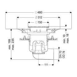 Kessel Bodenablauf Ferrofix Pressflansch DN 70 Variofix Schlitzrost, seitlich... KESSEL-54200.52 4026092056325 (Abb. 1)